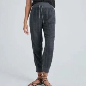 Anthropologie Gray Kallie Leopard Plaid Print Pockets Jogger Womens Medium